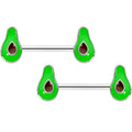 14G 9/16 Groovy Green Avocado Barbell Nipple Ring Set