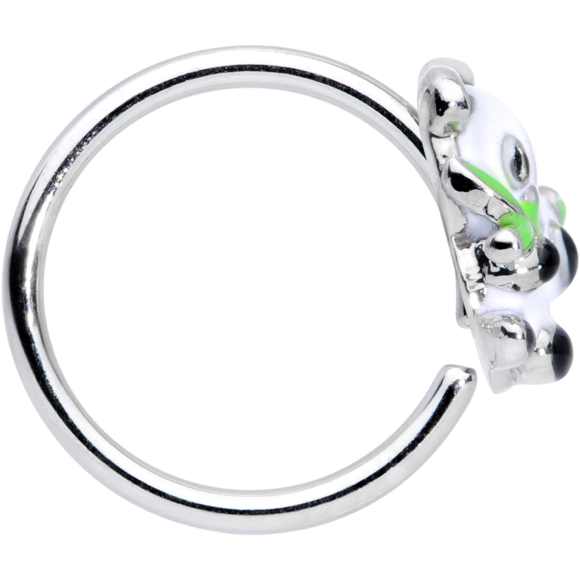 18G 3/8 Black White Hungry Panda Nose Hoop