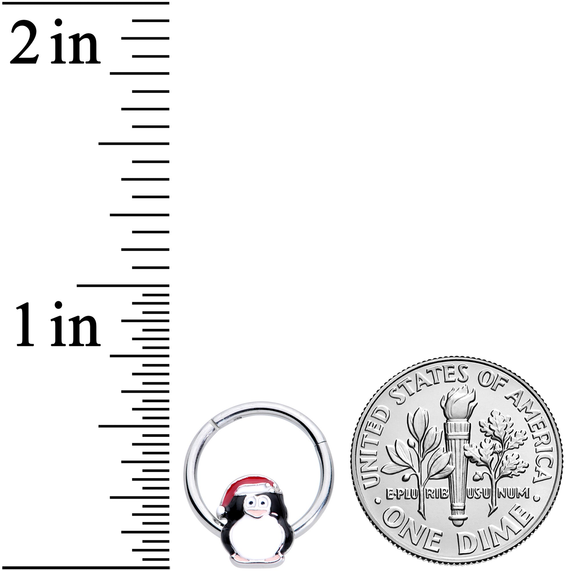 16G 3/8 Penguin Santa Hat Christmas Hinged Segment Ring