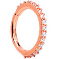 16G 5/16 Clear CZ Gem Rose Gold Tone Hinged Segment Ring