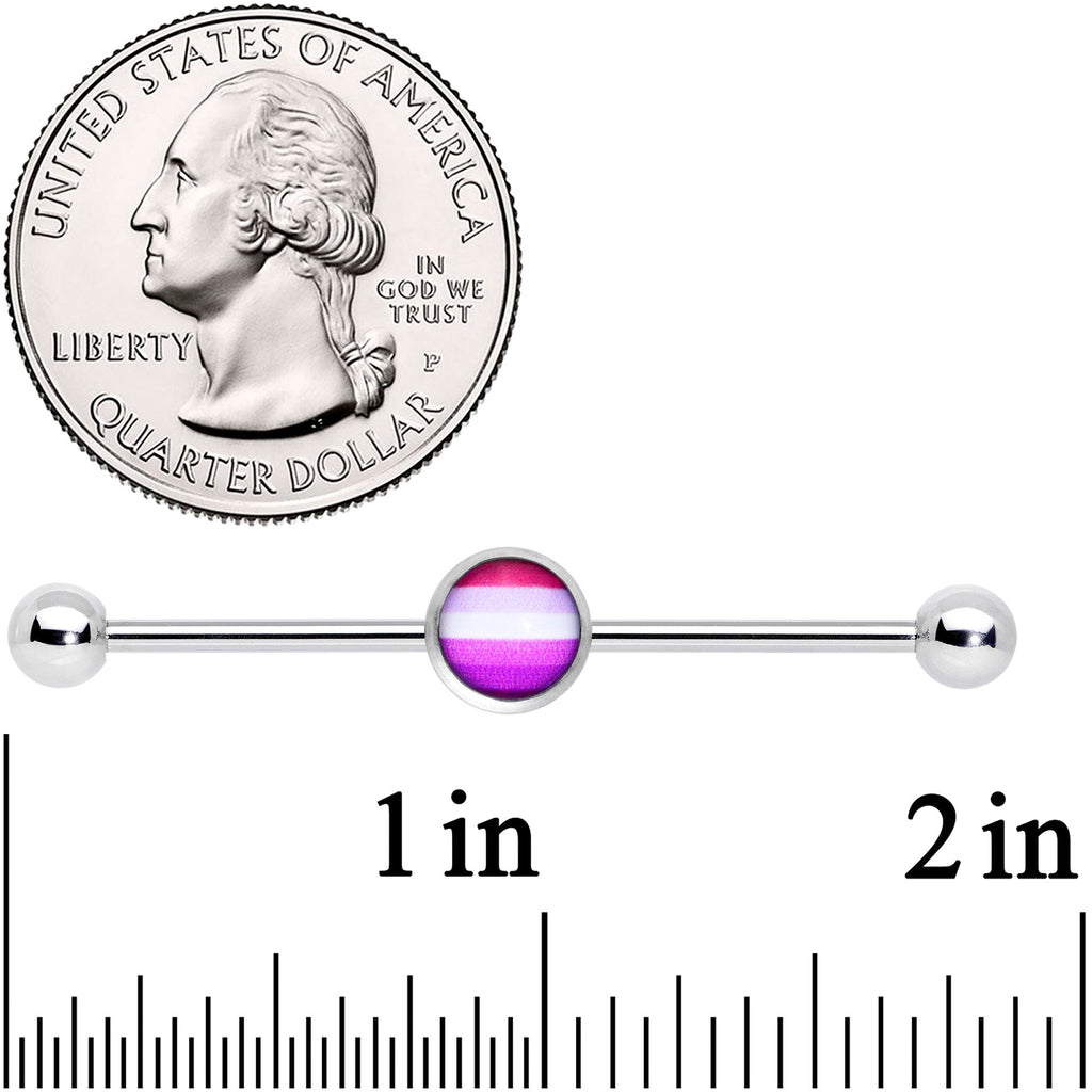 14G Pink Red White Lesbian Pride Flag Industrial Barbell 38mm