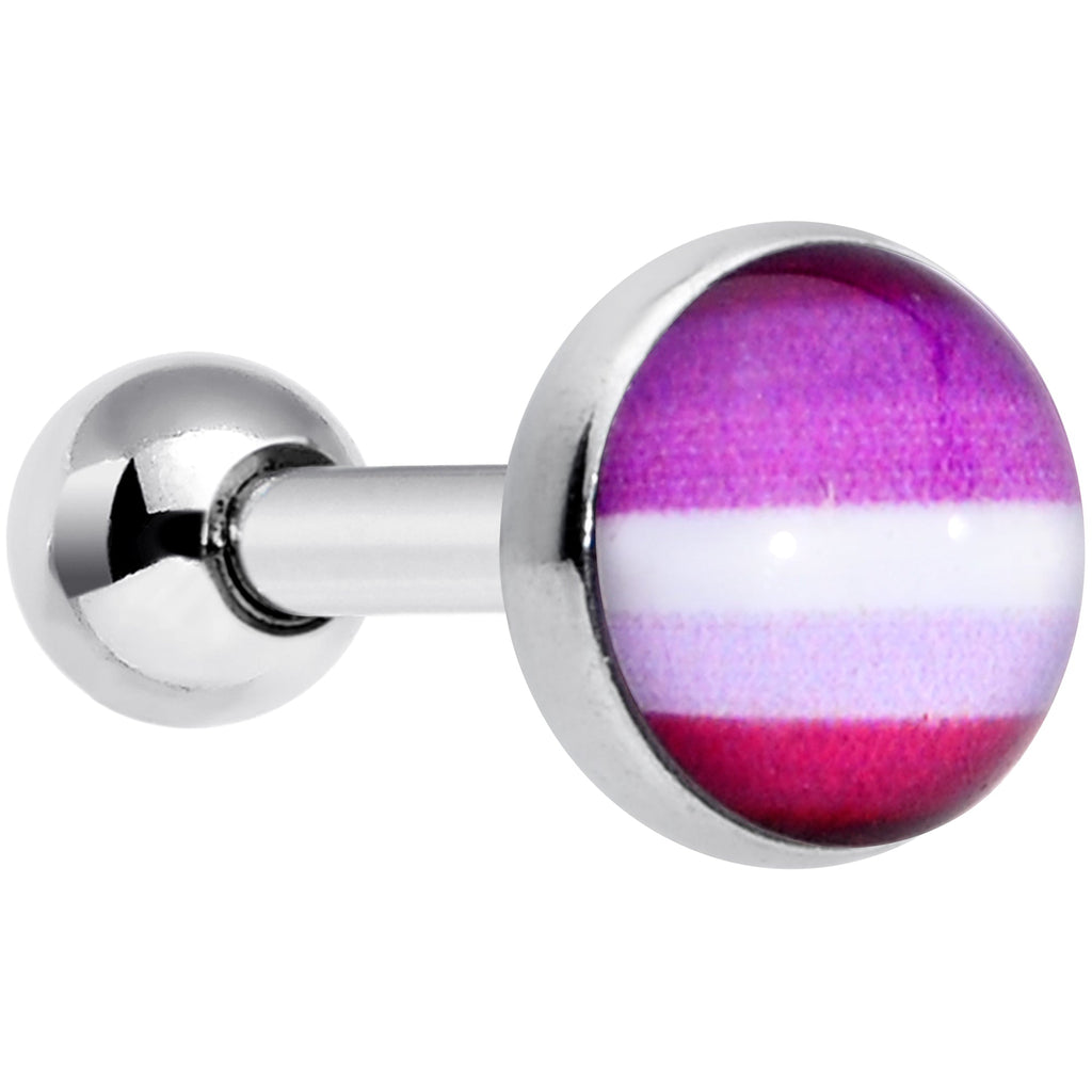 16G 1/4 Pink Red Lesbian Pride Cartilage Tragus Earring