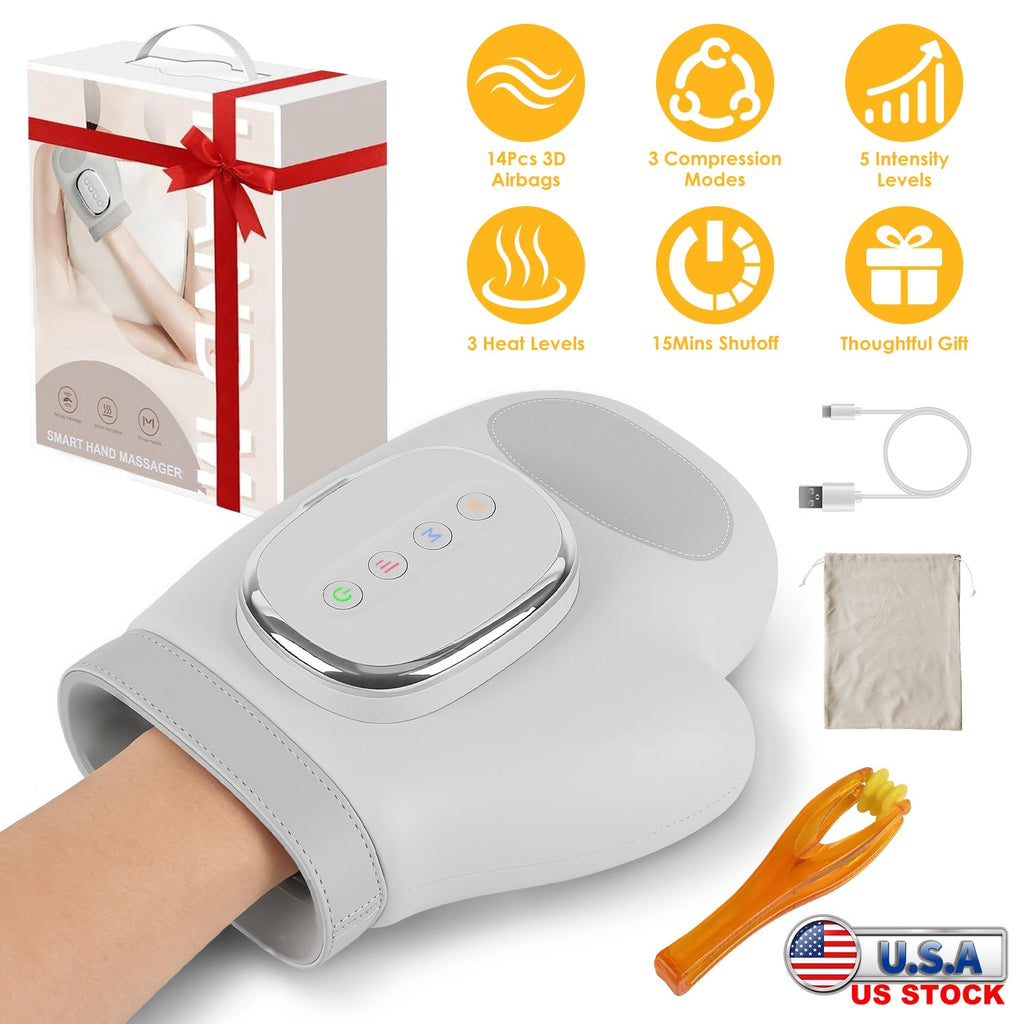 Hand Massager With Heat Compression Cordless Hand Massager for Arthritis Carpal Tunnel with 3 Modes 3 Heat Levels 5 Intensity Levels Disposable Gloves