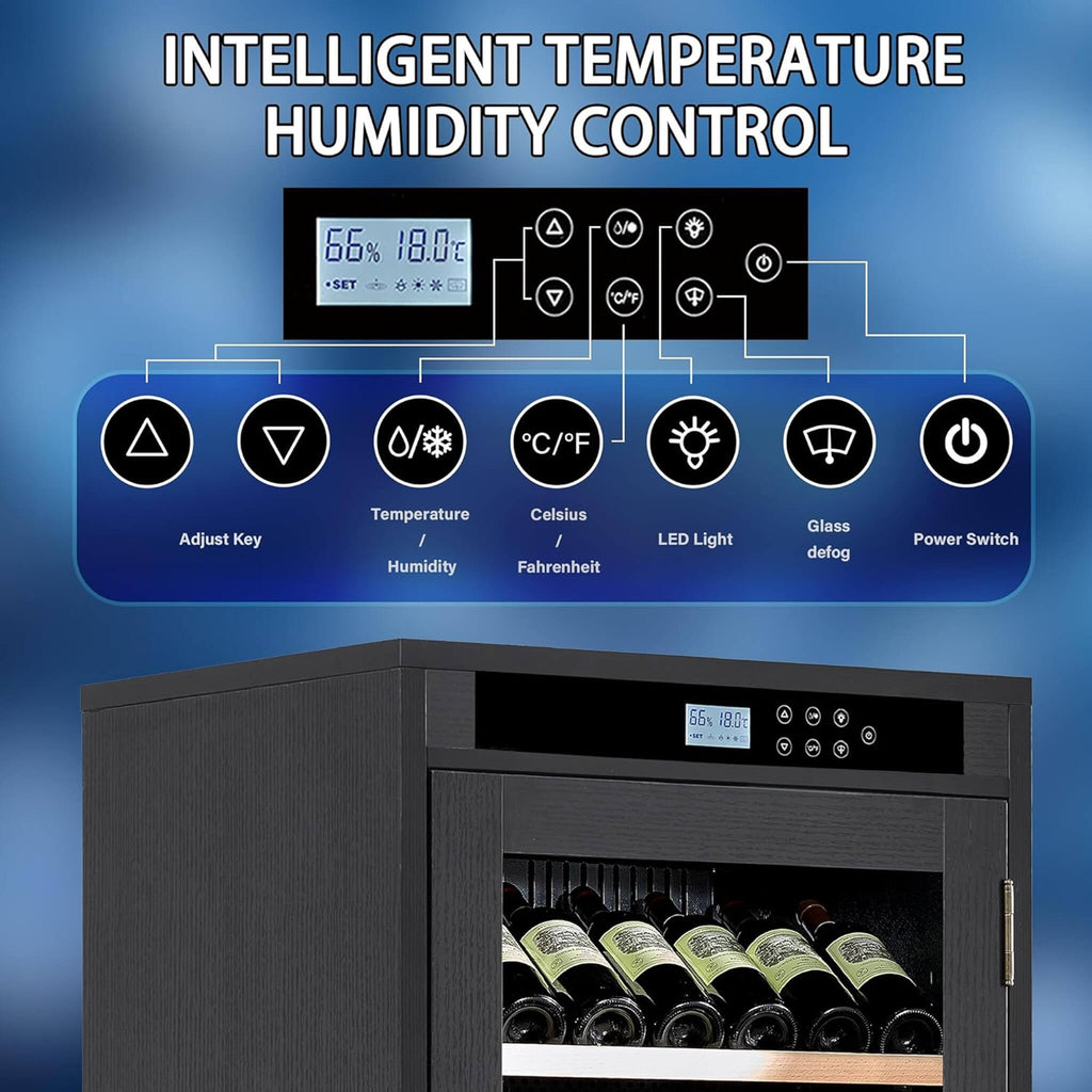 Nuvia 69-Bottle 7.6 Cu.Ft Freestanding Smart Wooden Wine Cooler With LED Touch Display (SAK24861)