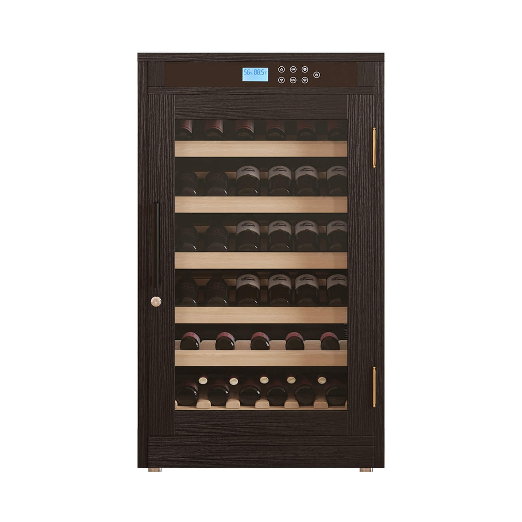 Nuvia 69-Bottle 7.6 Cu.Ft Freestanding Smart Wooden Wine Cooler With LED Touch Display (SAK24861)