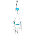 Aqua Gem Double Drama Chandelier Dangle Belly Ring