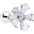 16G 1/4 White Faux Opal Flower Cartilage Tragus