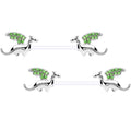 14G 9/16 Green Gem Bioplast Dragon Barbell Nipple Ring Set