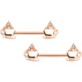 14G 9/16 Rose Gold Tone Hot Cocoa Barbell Nipple Ring Set