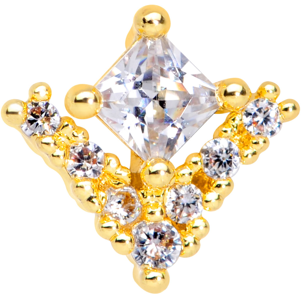 20G 5/16 Clear CZ Gem Gold Tone Chevron Nose Hoop
