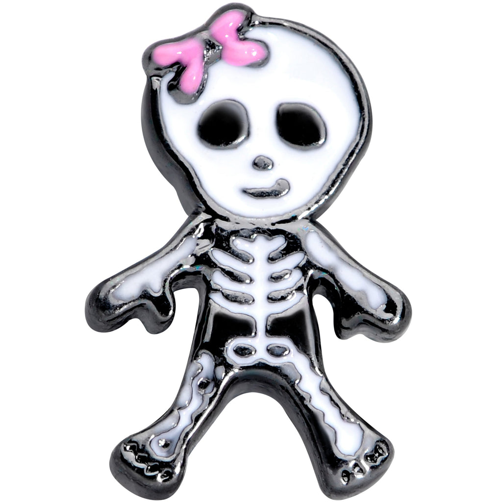 16G 5/16 Black Skeleton Girl Halloween Labret Monroe Tragus