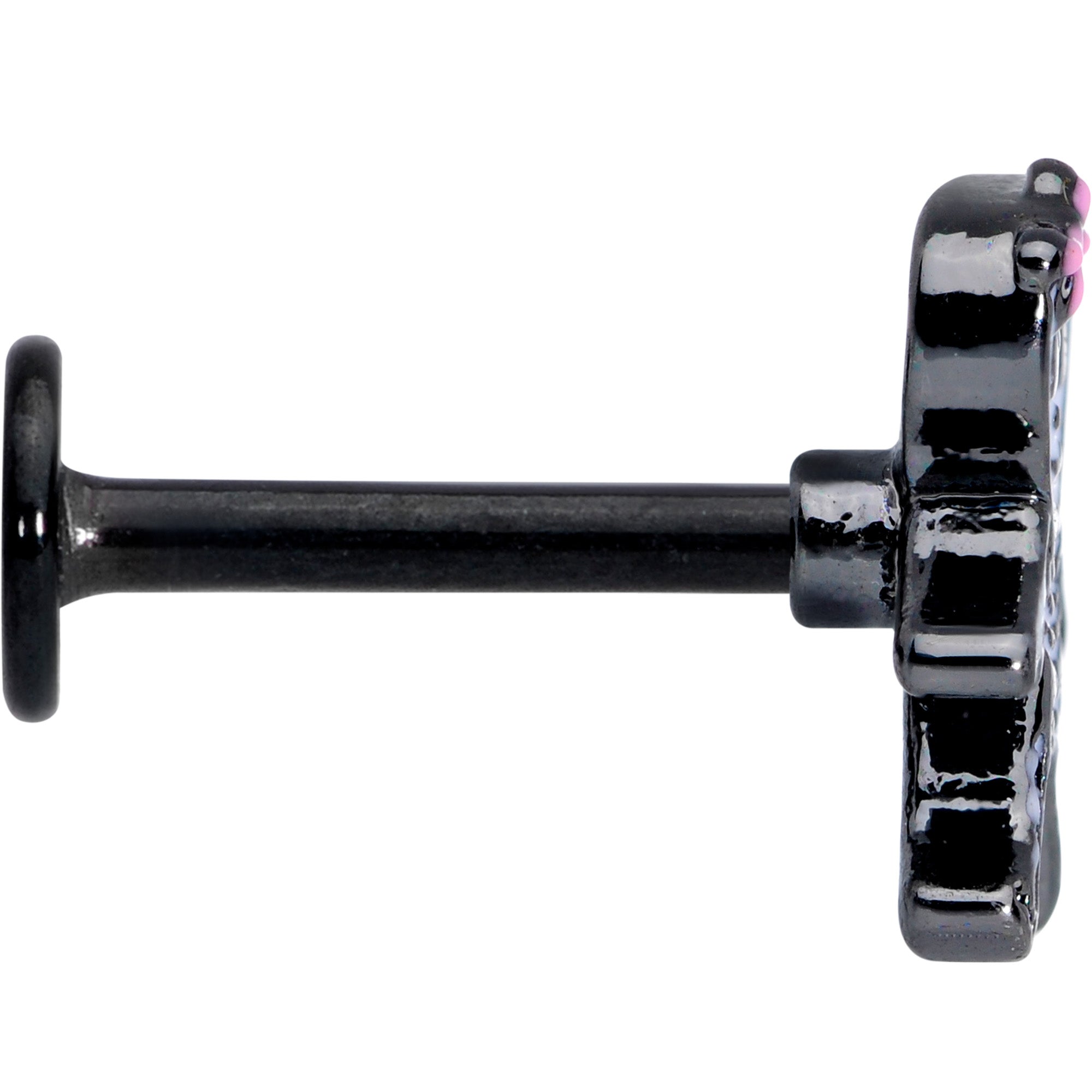 16G 5/16 Black Skeleton Girl Halloween Labret Monroe Tragus