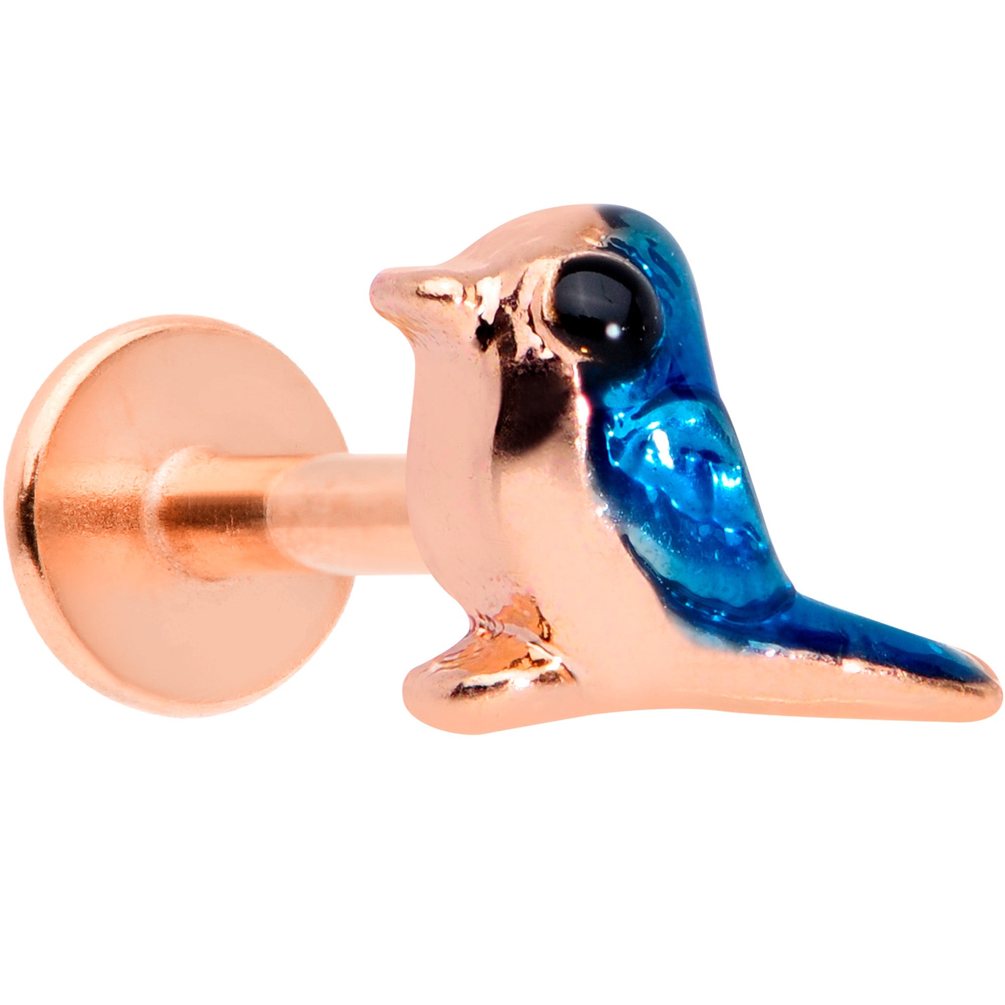 16G 5/16 Rose Gold Tone Blue Bird Labret Monroe Tragus