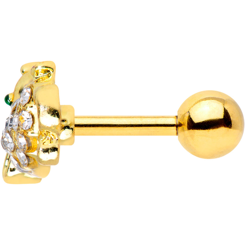 16G 1/4 Clear Gem Gold Tone Mouse Cartilage  Tragus Earring