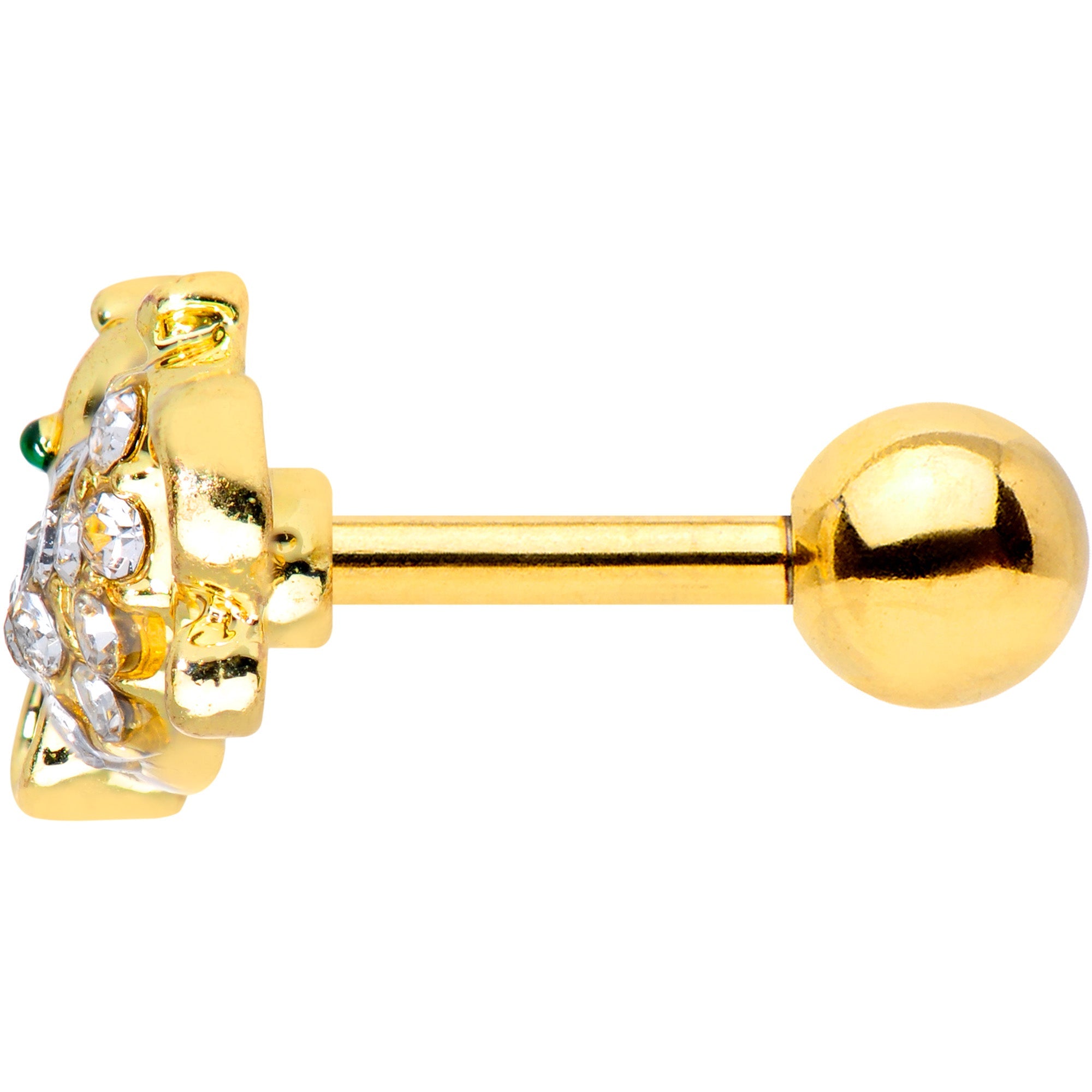 16G 1/4 Clear Gem Gold Tone Mouse Cartilage  Tragus Earring