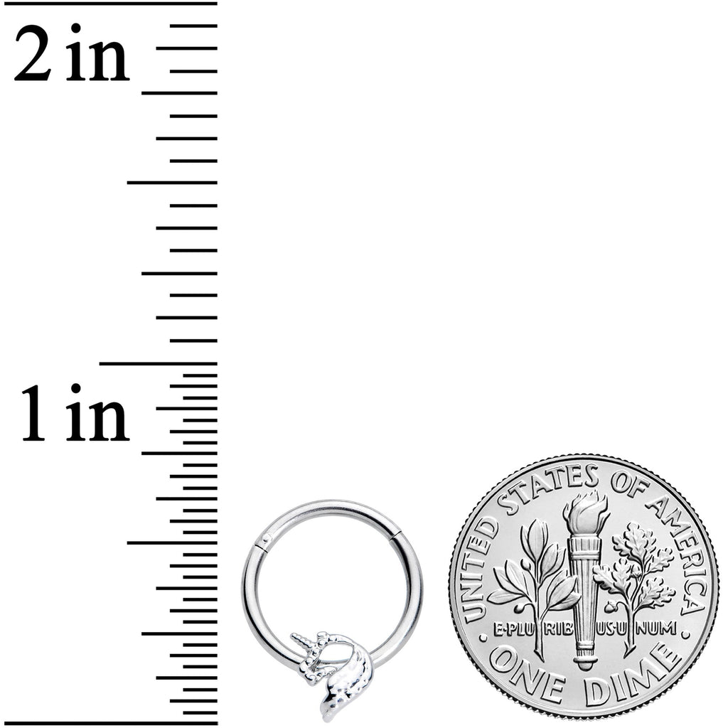 16G 3/8 Silhouette Unicorn Hinged Segment Ring