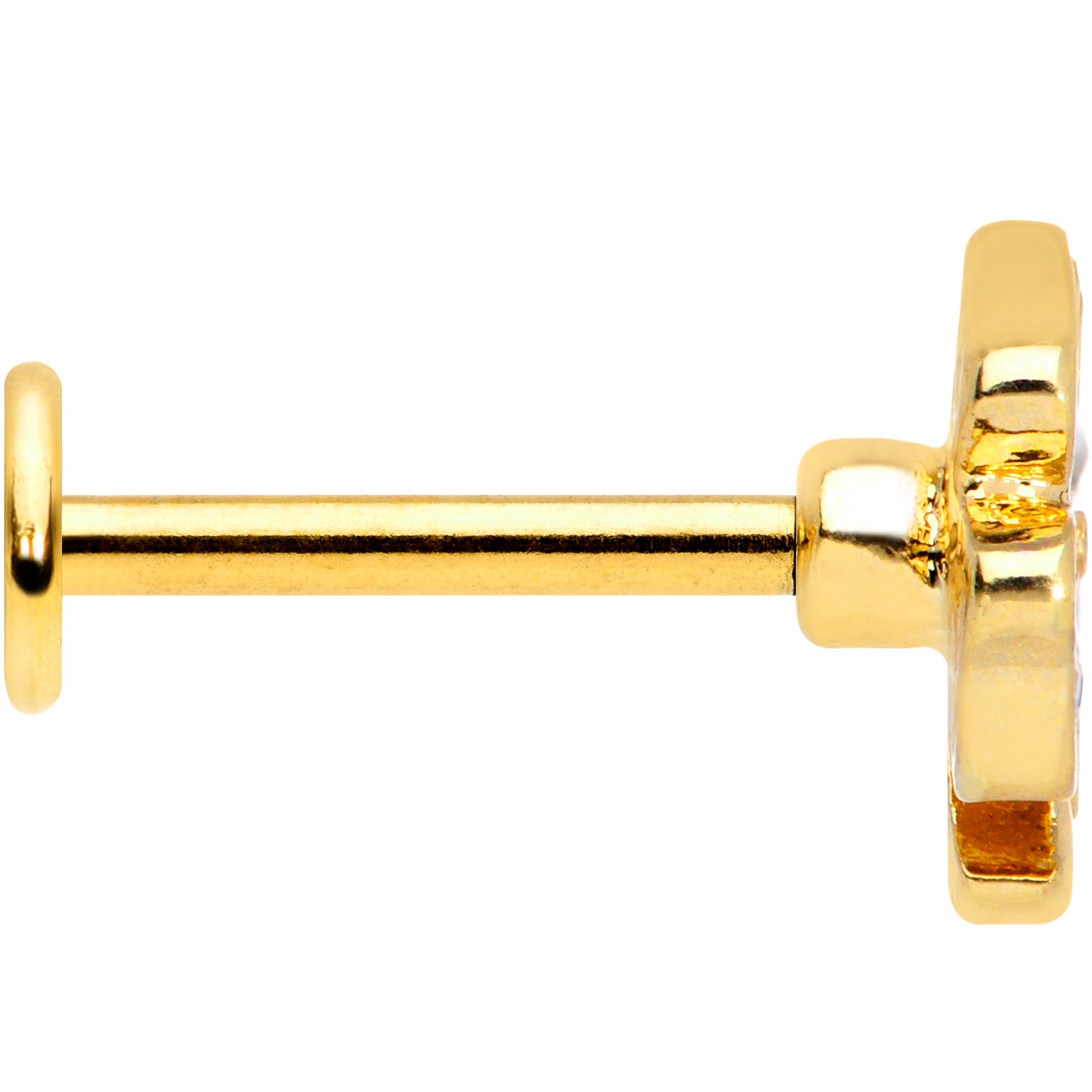 16G 5/16 Clear Gem Gold Tone Shamrock Labret Monroe Tragus