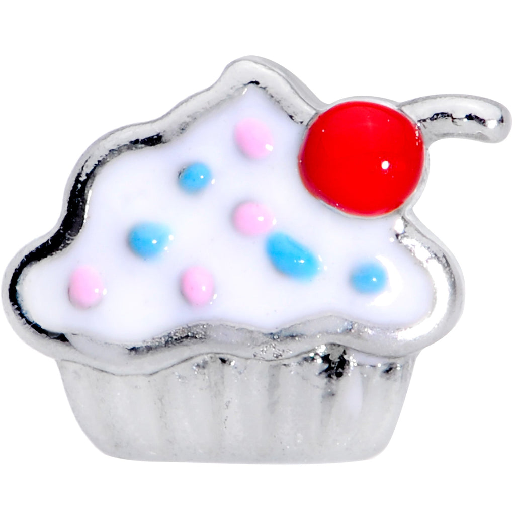 16G 5/16 Red White Sprinkle Cherry Cupcake Labret Monroe Tragus