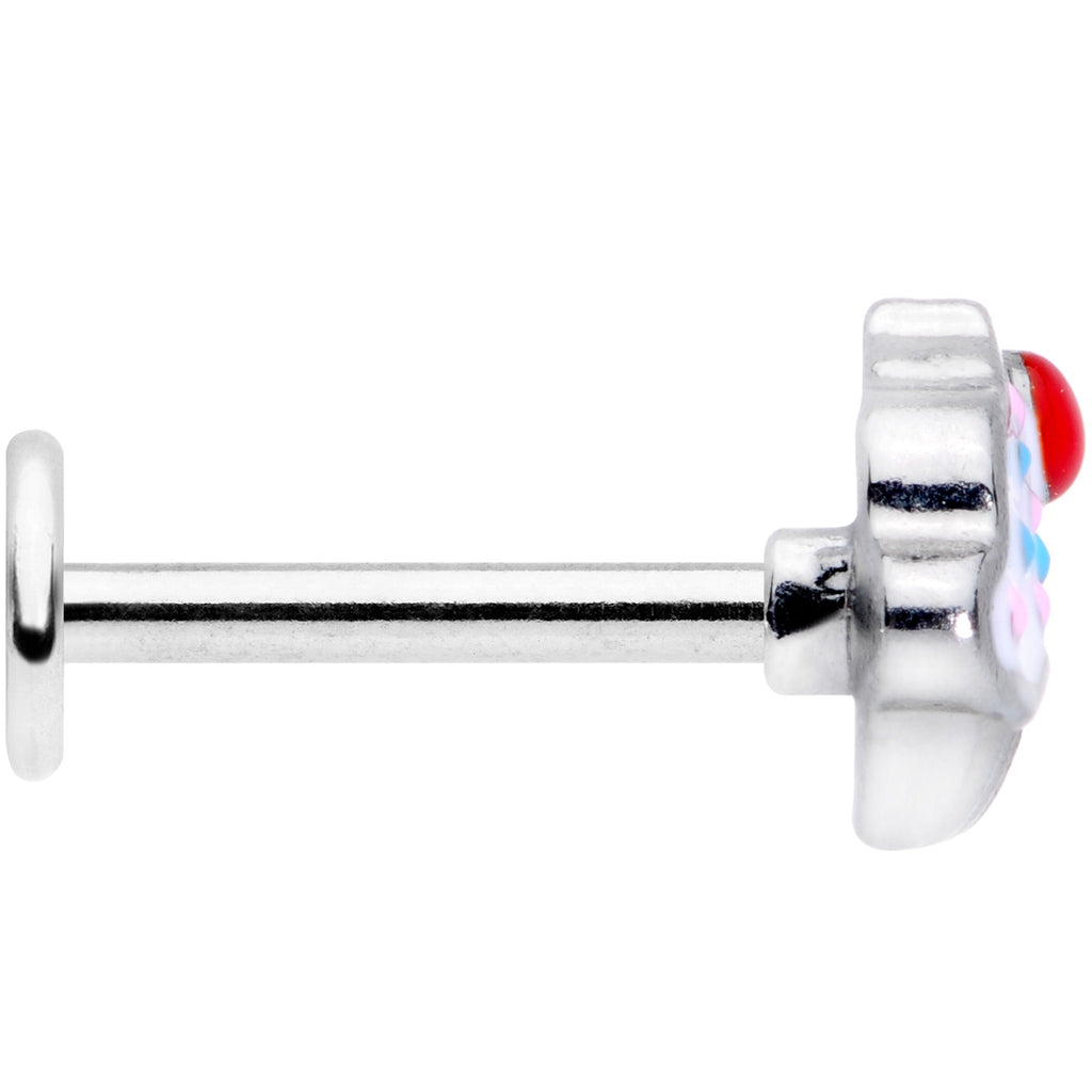16G 5/16 Red White Sprinkle Cherry Cupcake Labret Monroe Tragus