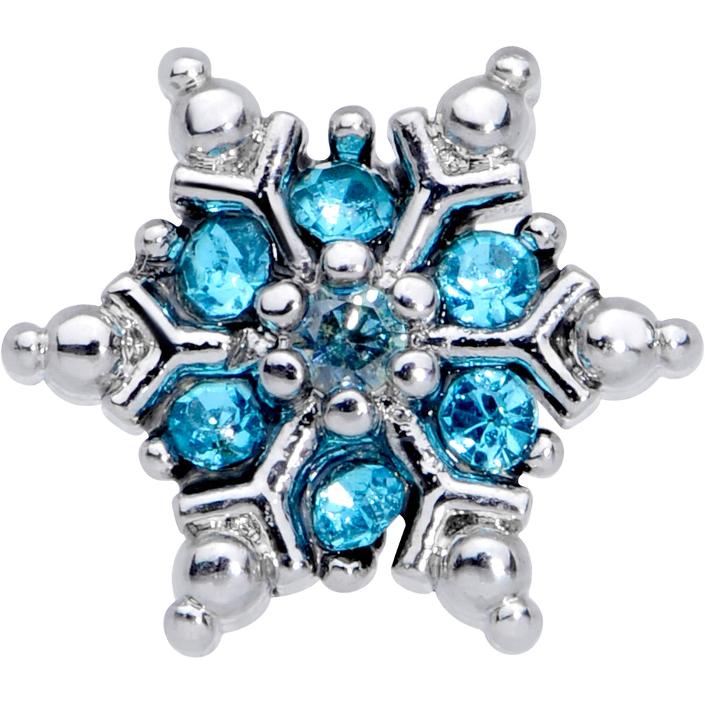 16G 5/16 Aqua CZ Gem Snowflake Christmas Labret Monroe Tragus