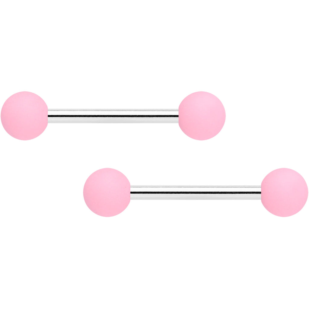 14G 9/16 Pink Peach Matte Barbell Nipple Ring Set of 4
