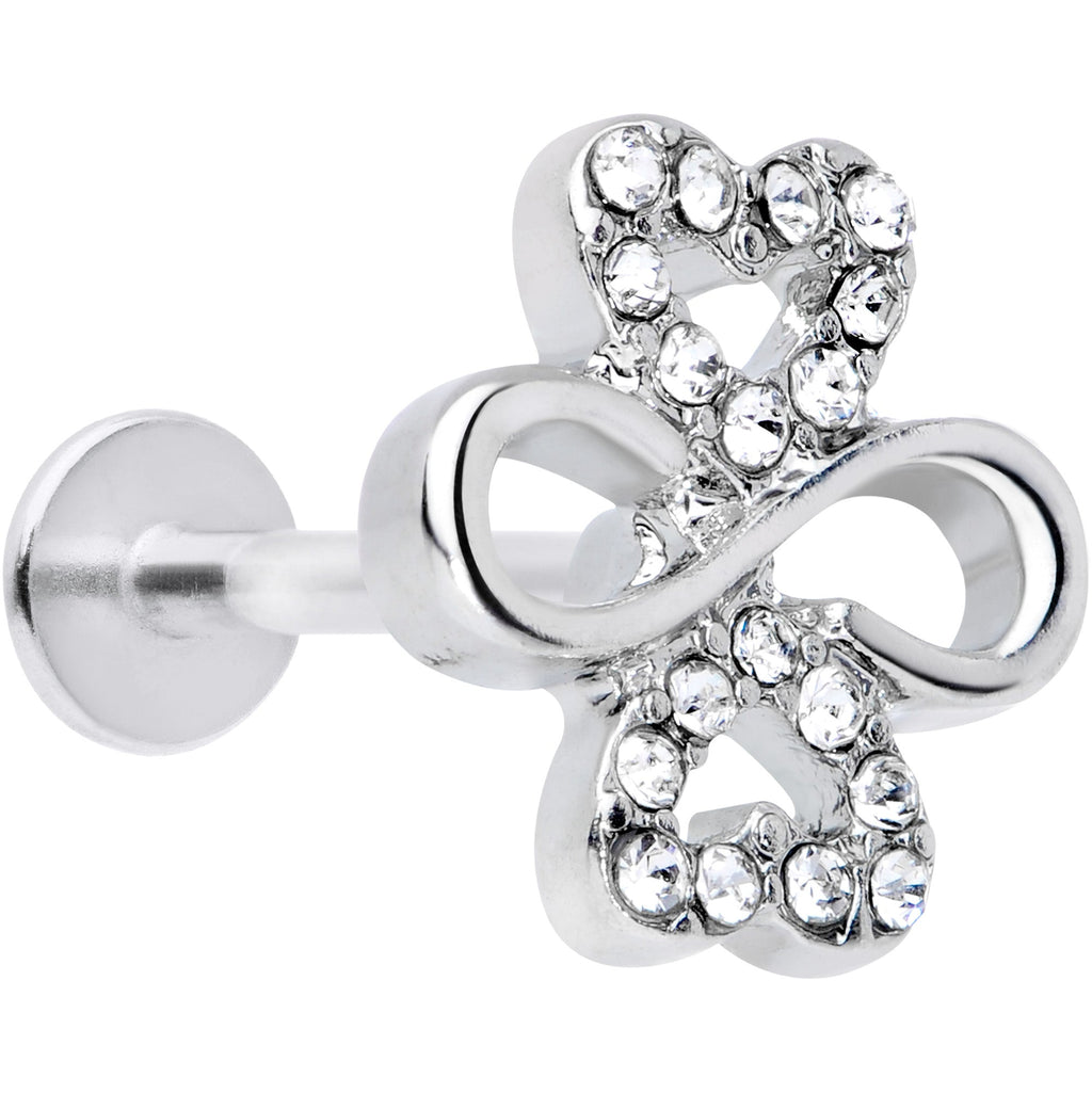 16G 5/16 Clear Gem Shamrock St Patricks Day Labret Monroe Tragus