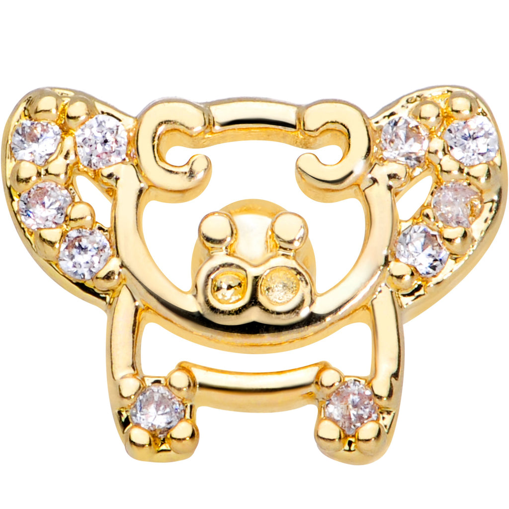 16G 5/16 Clear Gem Gold Tone Flying Pigs Labret Monroe Tragus