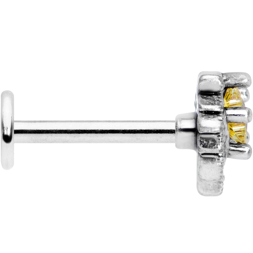 16G 5/16 Yellow Gem Shooting Star Labret Monroe Tragus