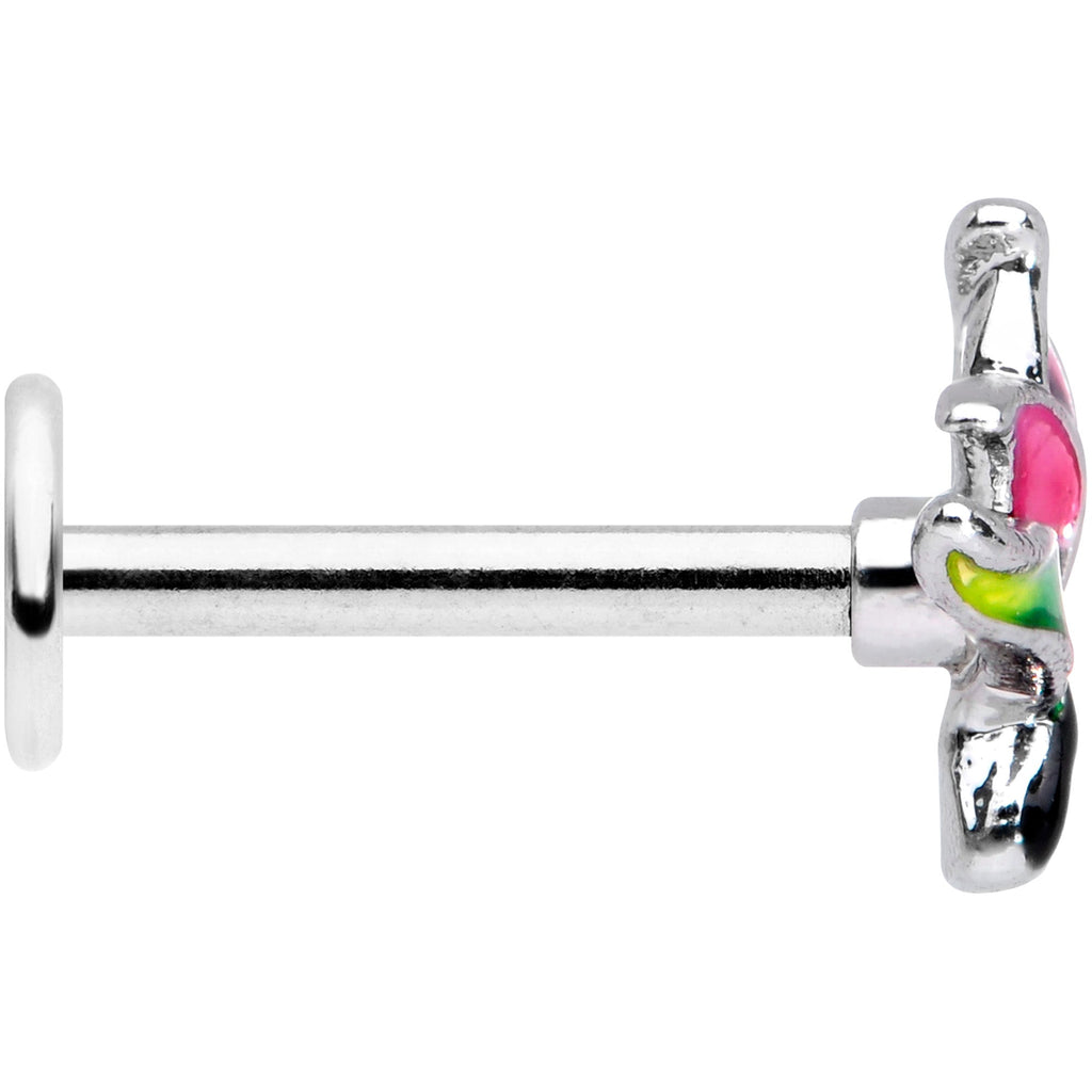 16G 5/16 Green Purple Tropical Flower Labret Monroe Tragus