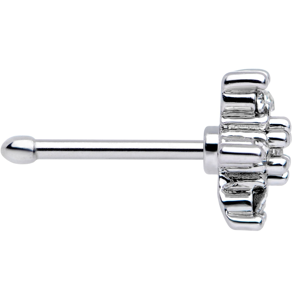 20G 1/4 Clear CZ Gem Snowflake Christmas Nose Bone