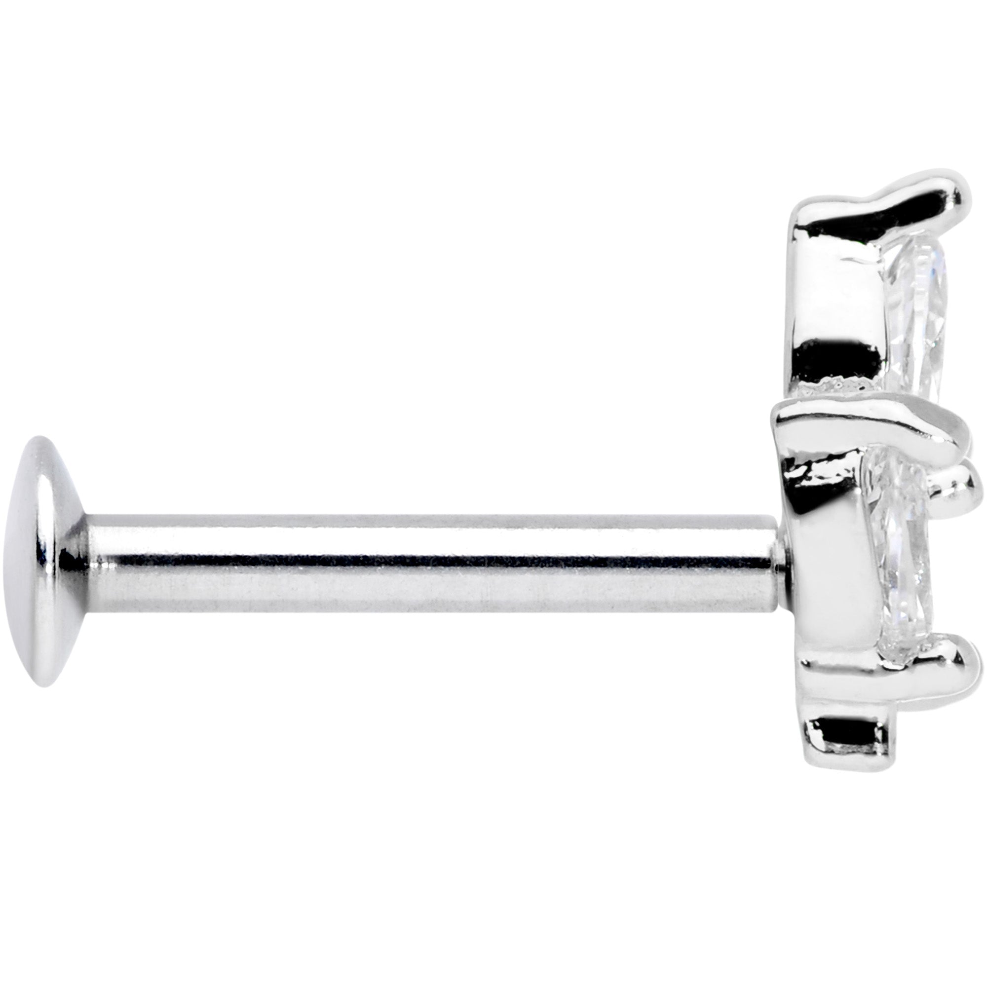 16G 5/16 CZ Gem Leaf Threadless Push In Labret Tragus