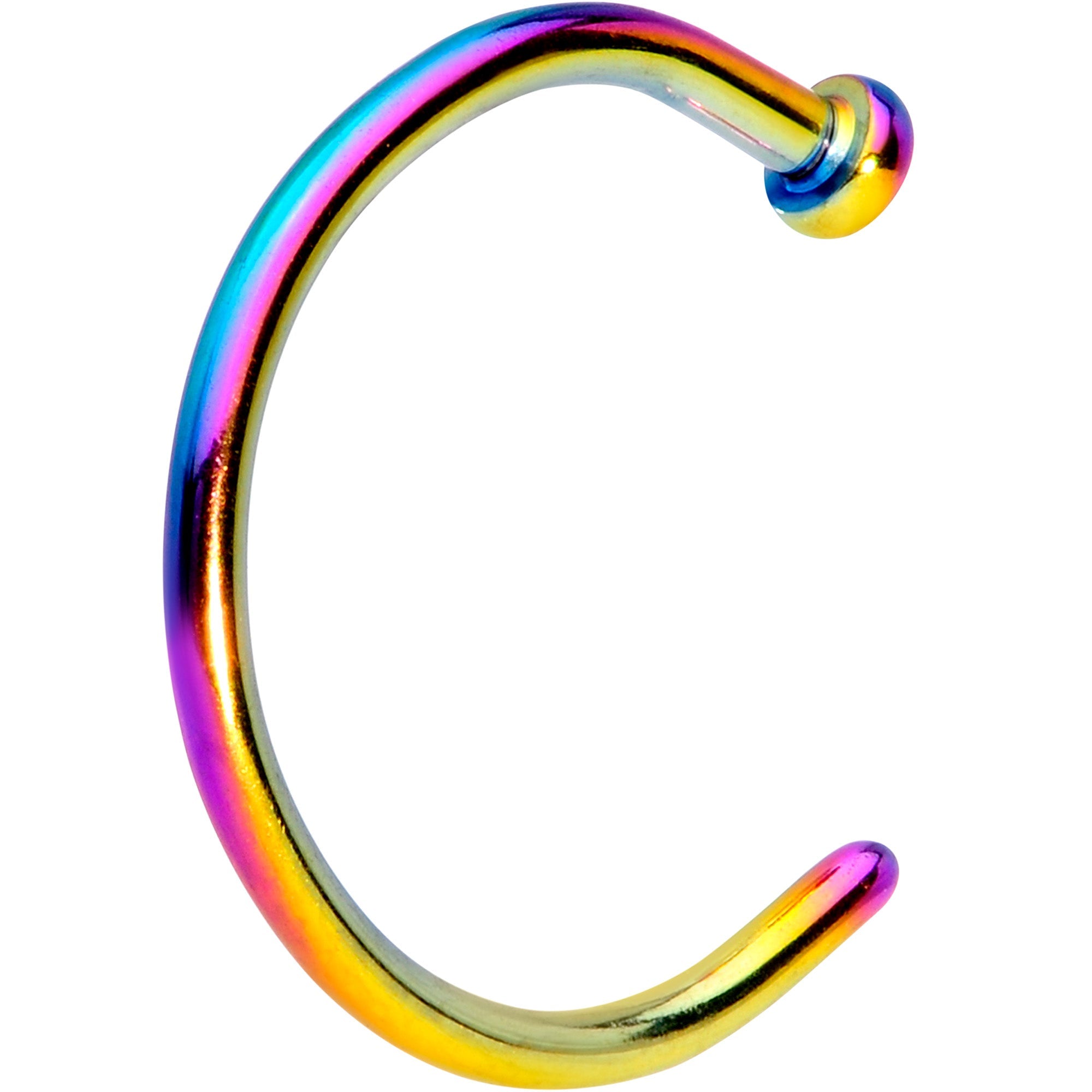 18G 3/8 Rainbow PVD Implant Grade Titanium Disc Nose Hoop