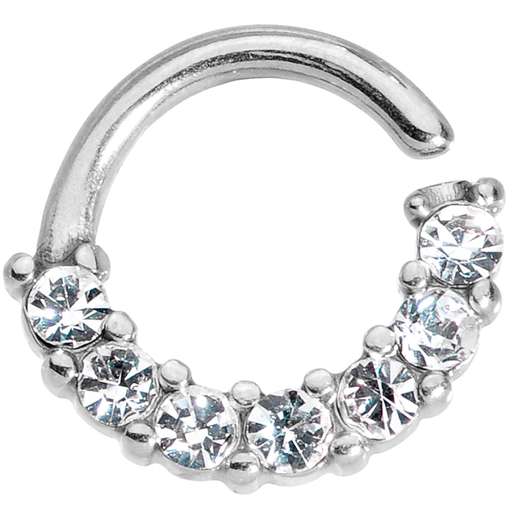 Clear CZ Gem Segment Ring Cartilage Industrial Set of 3