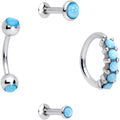 16G Blue Orb Septum Labret Cartilage Tragus Set of 4