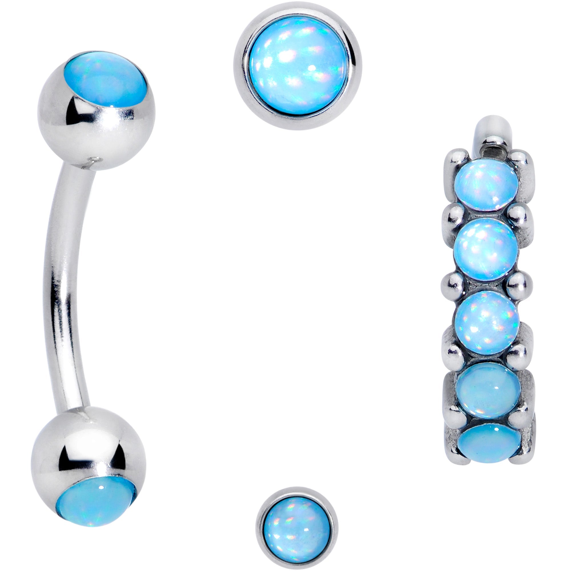 16G Blue Orb Septum Labret Cartilage Tragus Set of 4