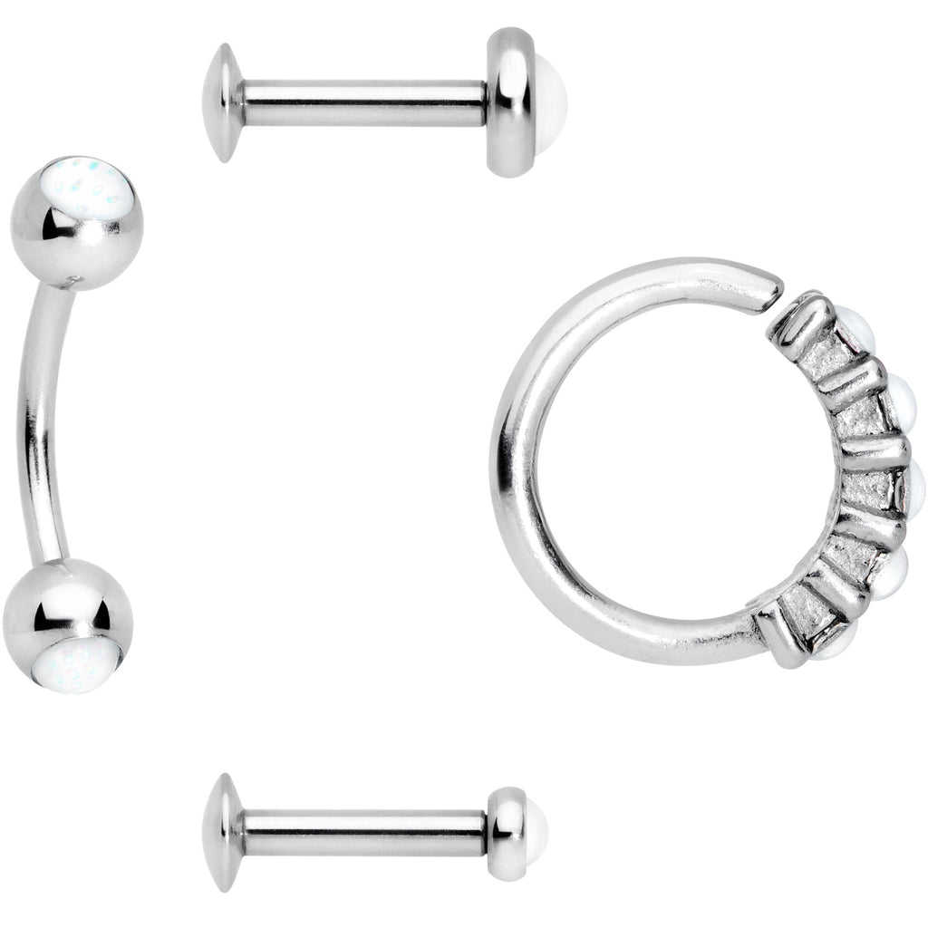 16G Clear Orb Septum Labret Cartilage Tragus Set of 4