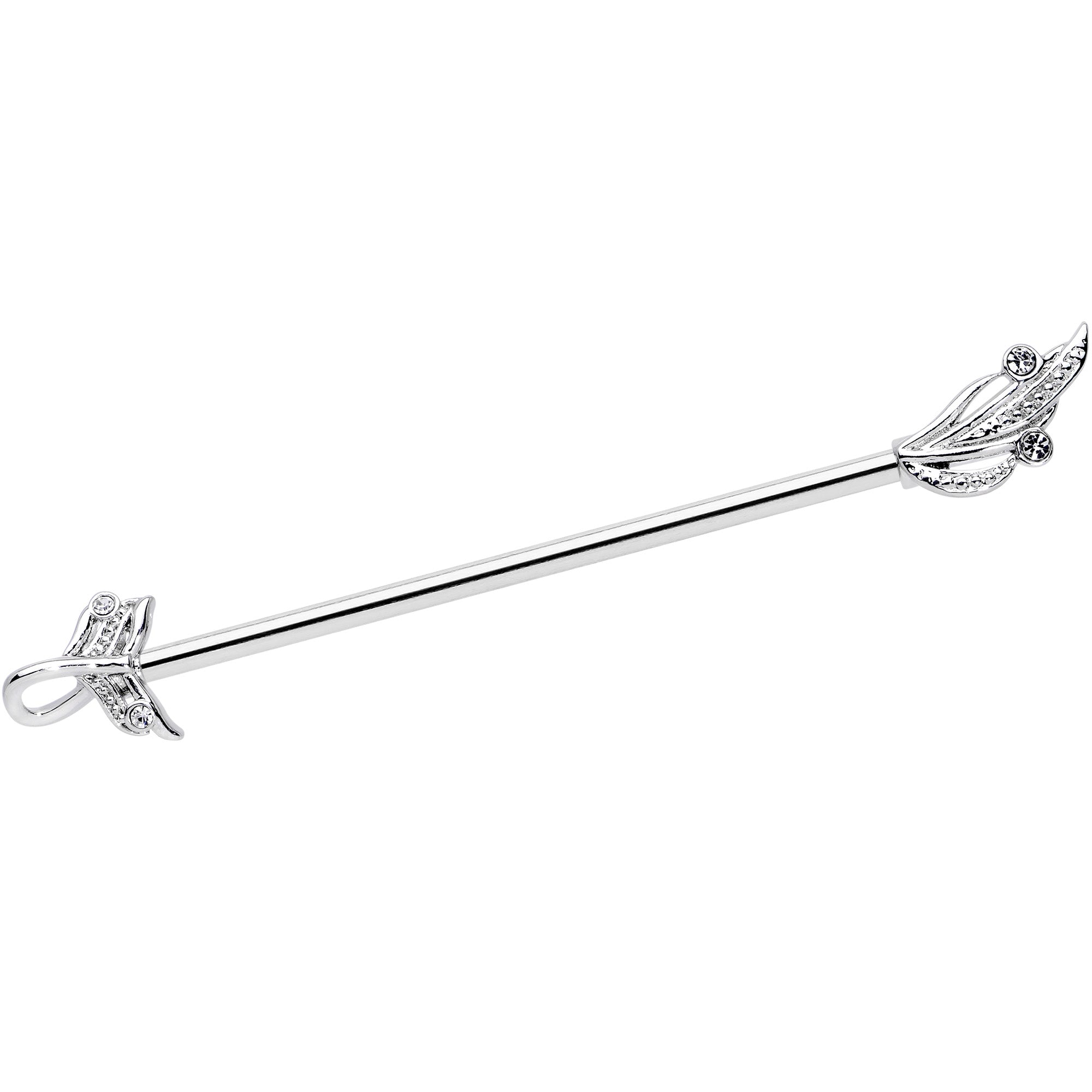 14G Clear Gem Elegant Swirl Industrial Barbell 38mm