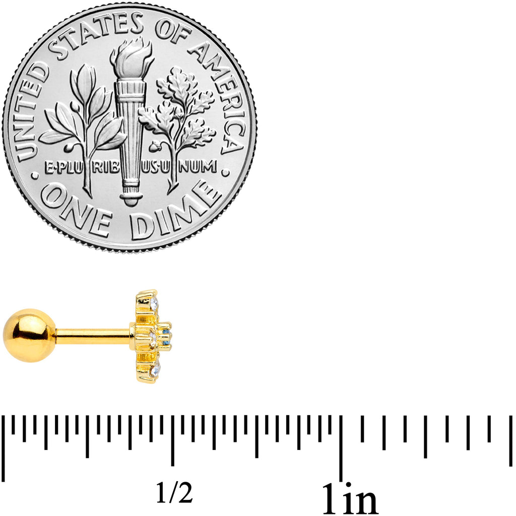 16G 1/4 Blue CZ Gold Tone Snowflake Christmas Cartilage Tragus