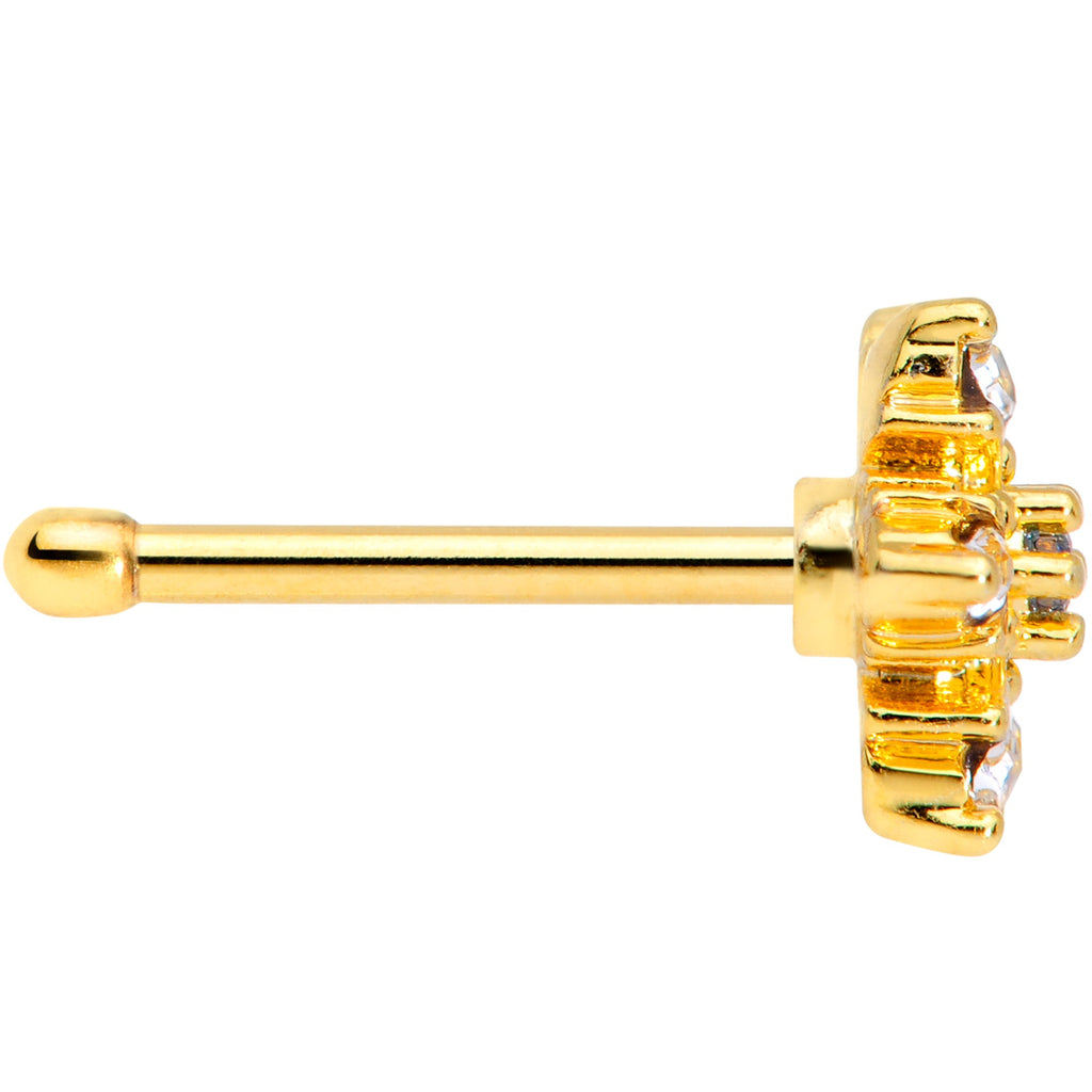 20G 1/4 Blue CZ Gold Tone Snowflake Christmas Nose Bone