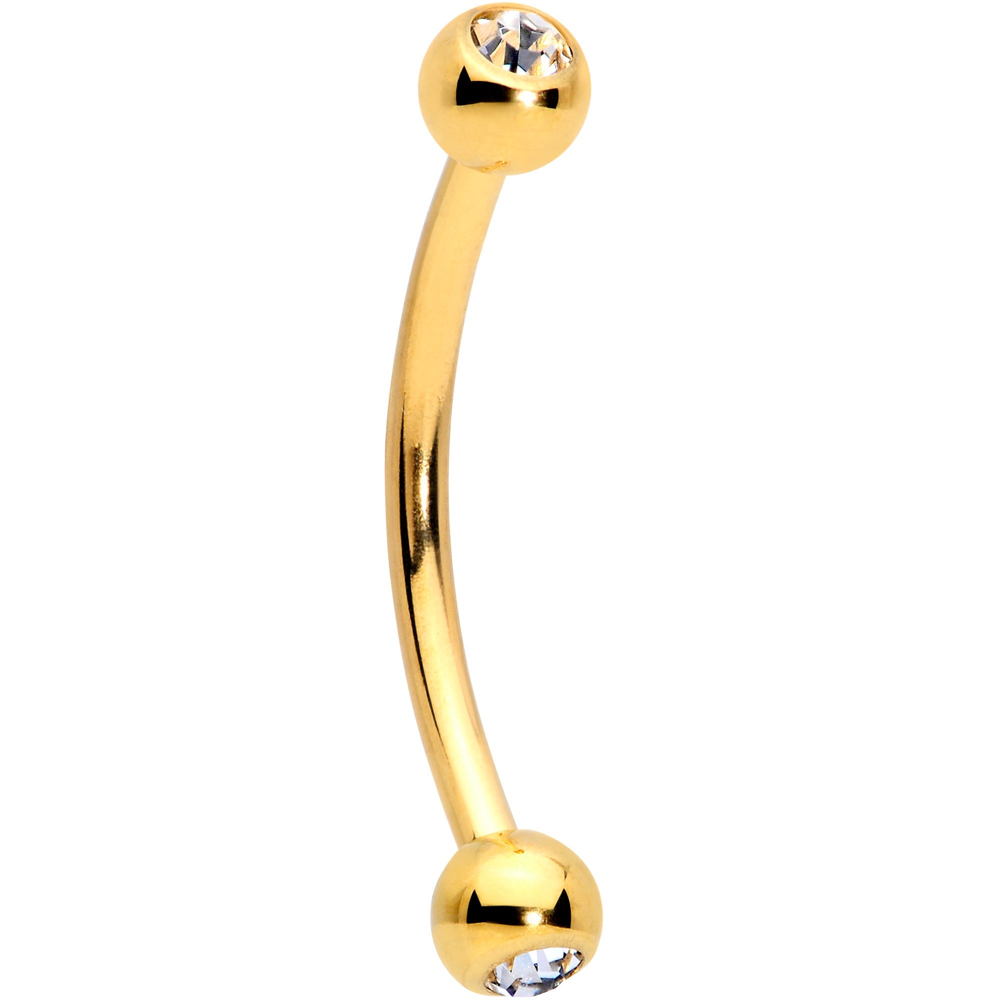 16G 1/2 Clear Gem Ball End Gold Tone Curved Barbell