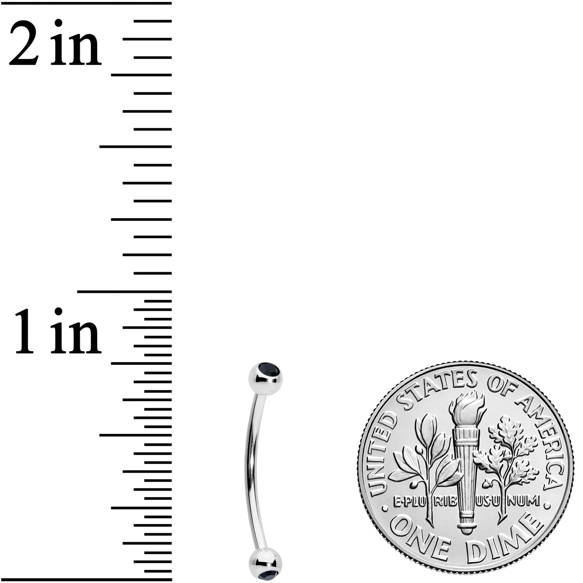 16G 9/16 Black Gem Ball End Curved Barbell