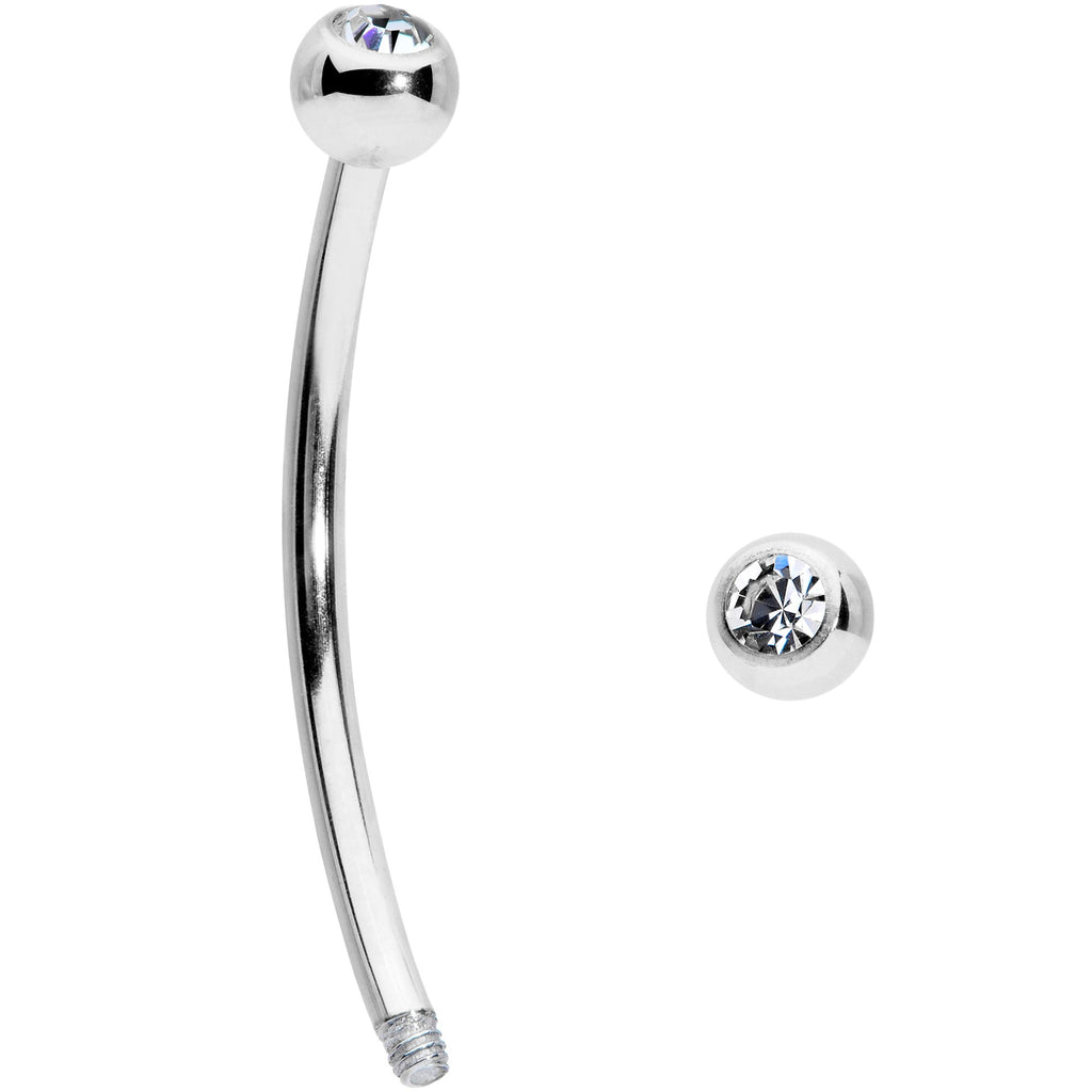 16G 5/8 Clear Gem Ball End Curved Barbell