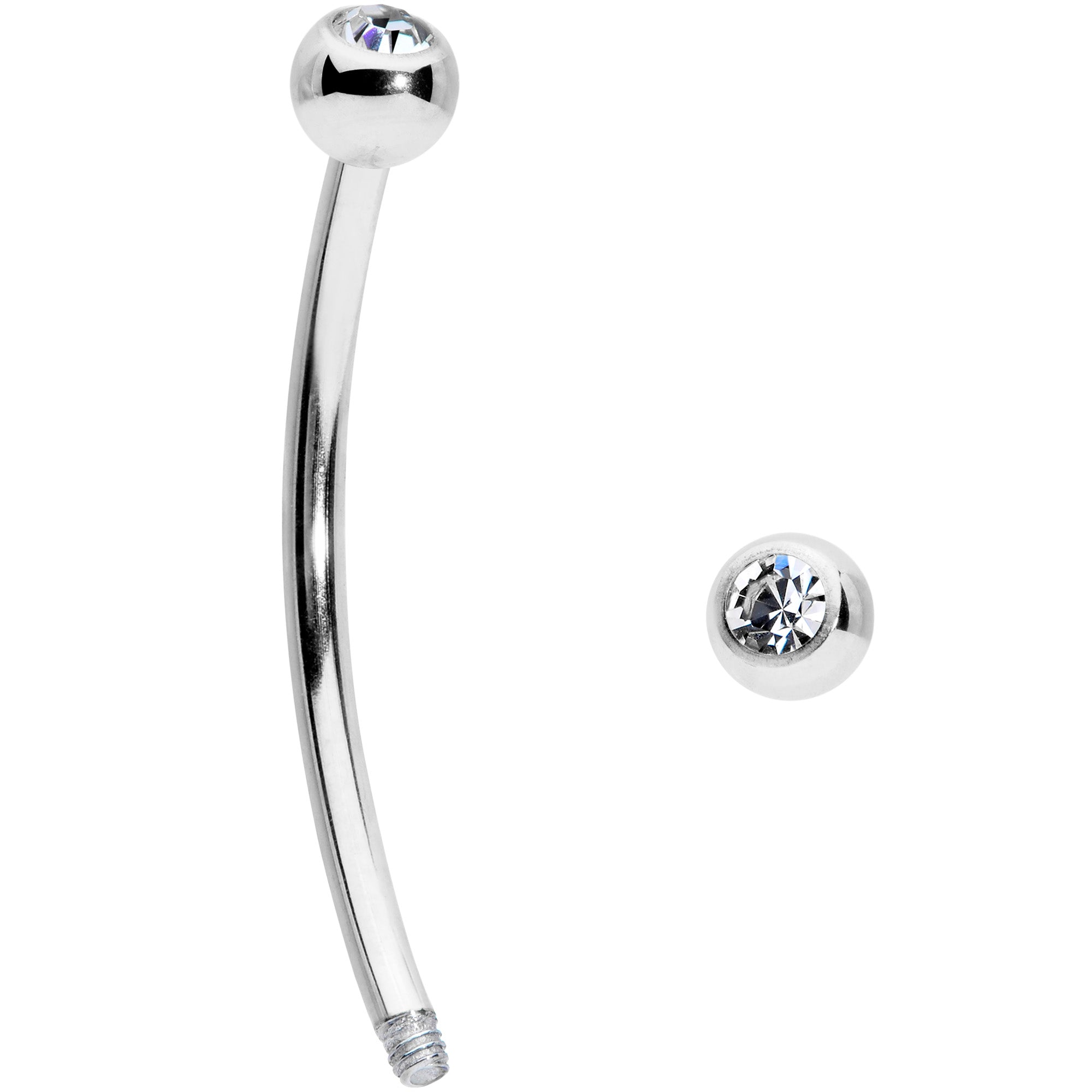 16G 5/8 Clear Gem Ball End Curved Barbell