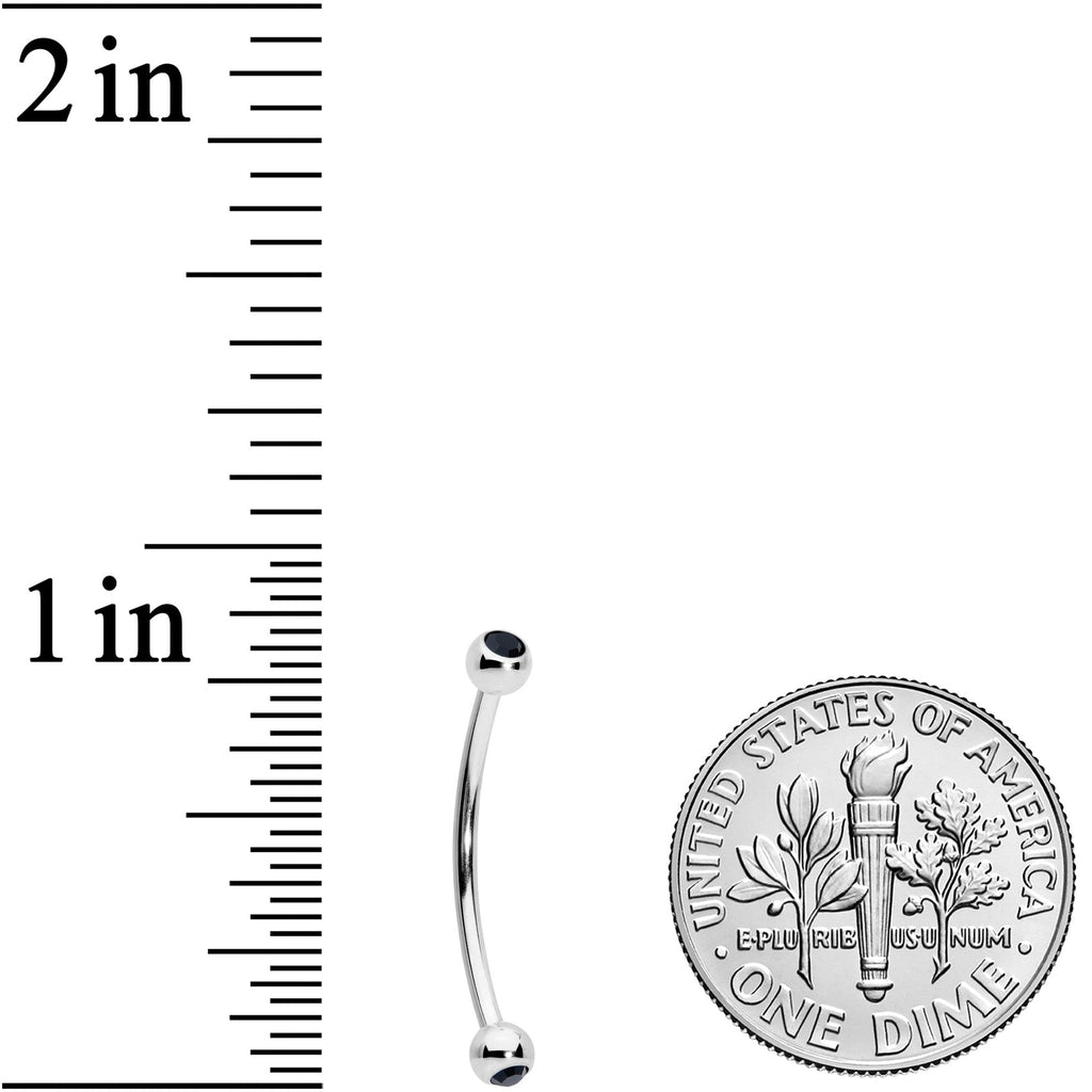 16G 5/8 Black Gem Ball End Curved Barbell