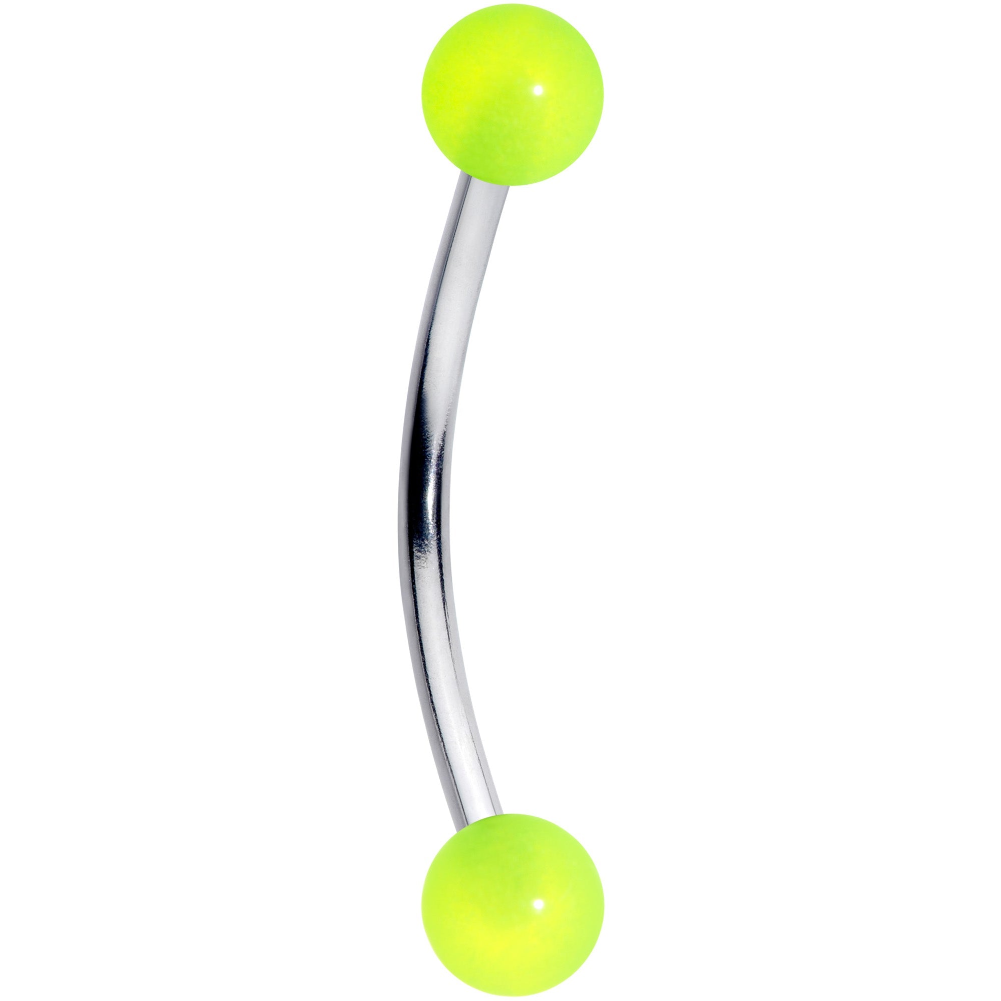 16G 9/16 Green Glow in the Dark Ball End Curved Barbell
