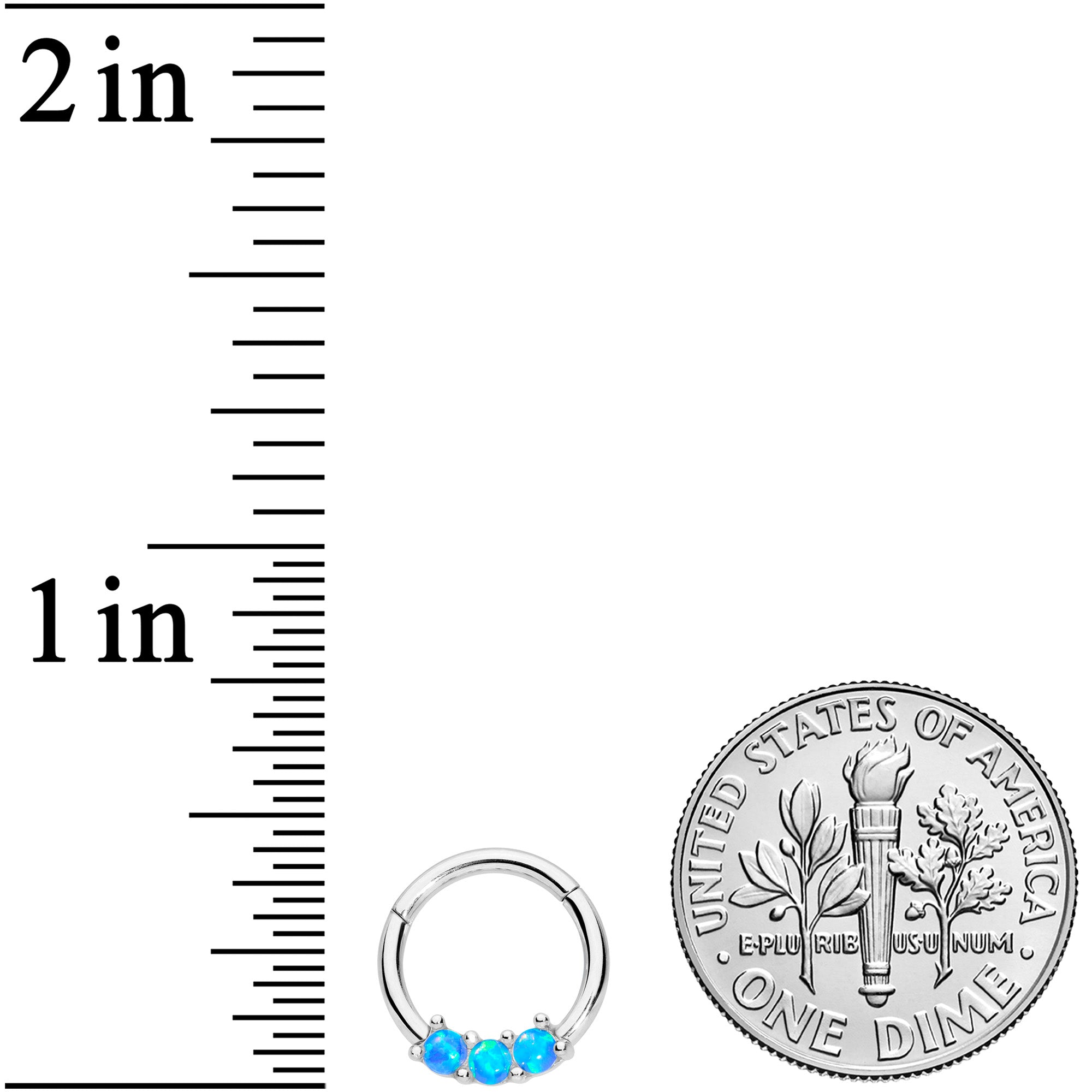16G 5/16 Blue Synthetic Opal Trio Hinged Segment Ring