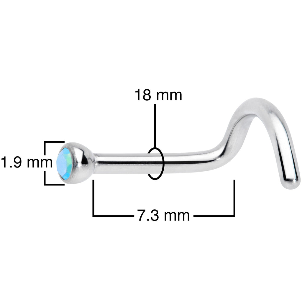 18G Aurora 2mm Grade 23 Titanium Press Fit Left Nose Ring Screw