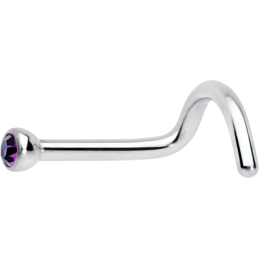 18G Hot Pink 2mm Grade 23 Titanium Press Fit Left Nose Ring Screw