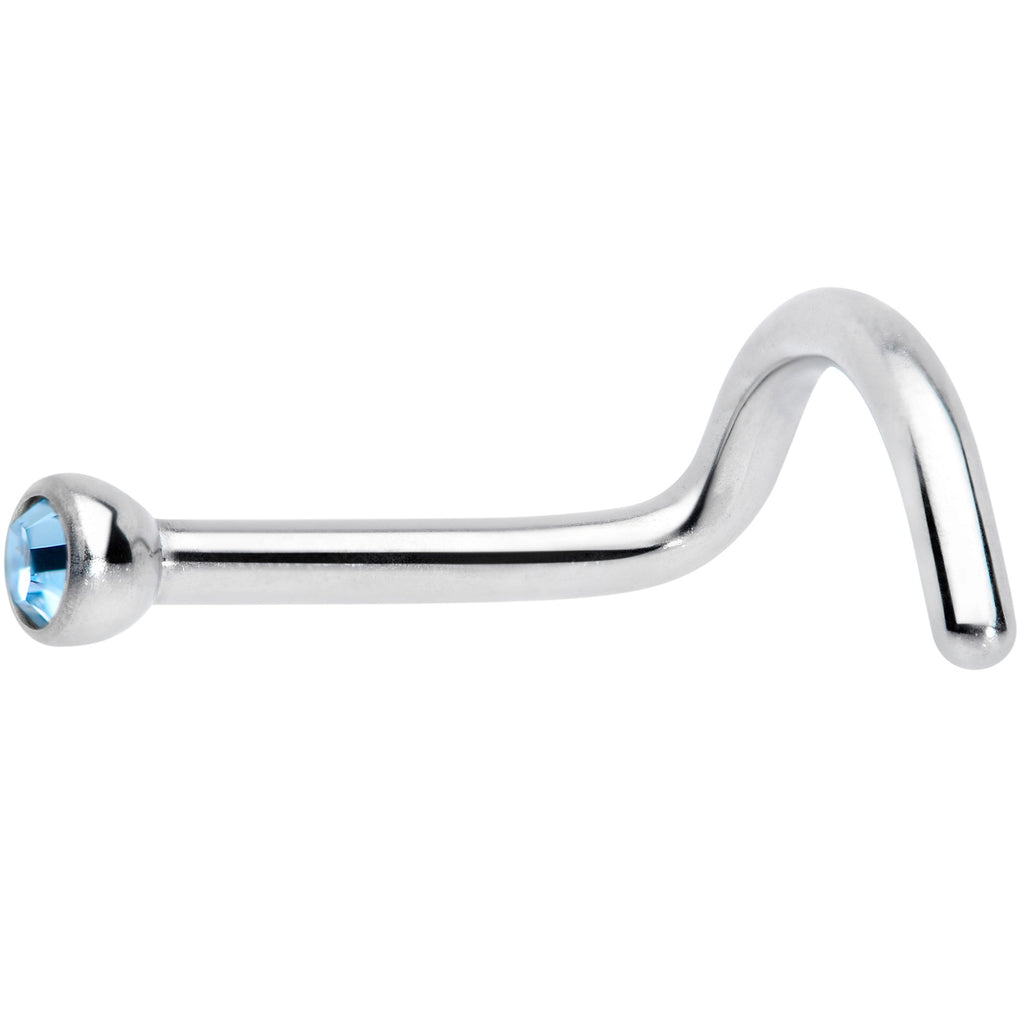 18G Aqua 2mm Grade 23 Titanium Press Fit Left Nose Ring Screw