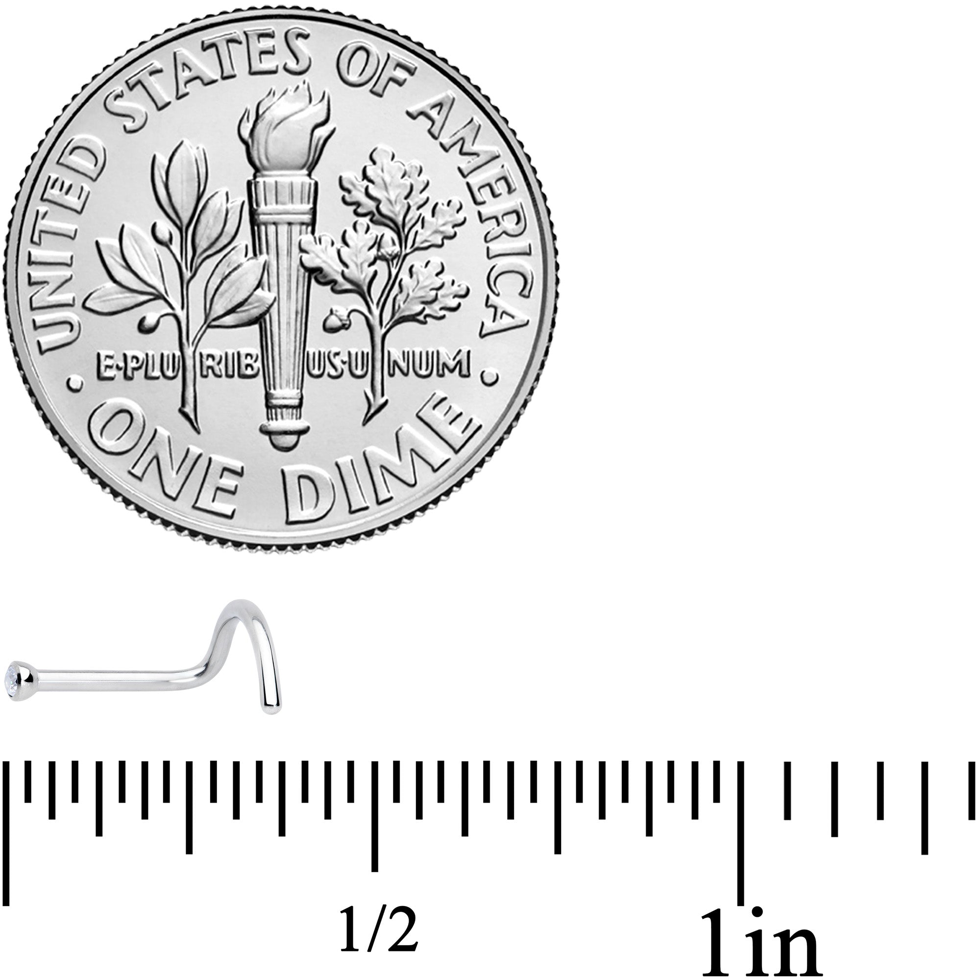 20G Clear 1.5mm Grade 23 Titanium Press Fit Left Side Nose Screw